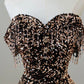 Sequin Off The Shoulder A Line Prom Dress      S6668