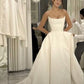 A-Line Satin Strapless Wedding Dress Elegant Long Wedding Party Dress     S6587