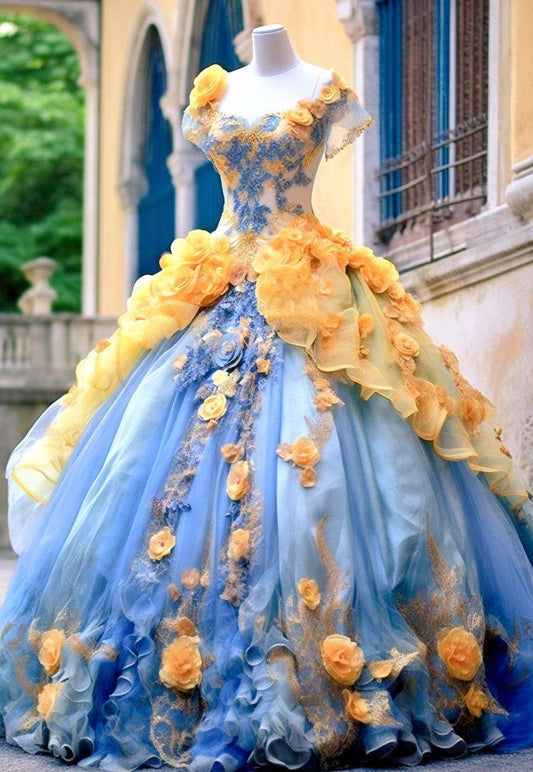 A-Line Ball Gown Wedding Dress Elegant Long Wedding Party Dress     S6614