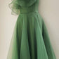 Green One Shoulder Knee Length Evening Dress Party Dress Prom Dress        S6686