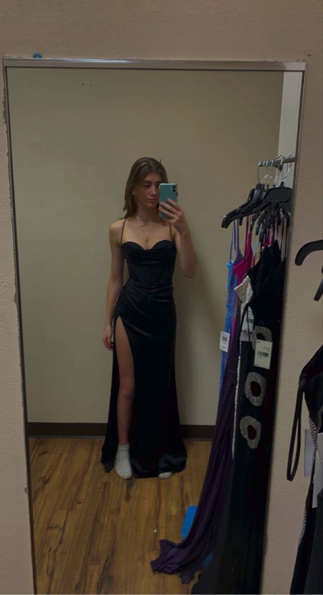 Black Spaghetti Straps Sexy Long Prom Dress,Evening Dress      S6681