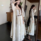 Fairy travel outfit V-neck suspender embroidered long skirt tassel sunscreen cardigan two-piece suit R1728