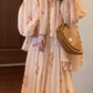 Gentle temperament floral dress waist beautiful summer skirt R0748