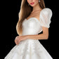 White puff sleeves waist elegant slim short skirt homecoming dress R3796