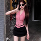 Sweet and spicy style V-neck sleeveless halter neck vest top 2025 pure desire hip skirt suit R1059