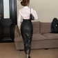 Pure desire sweet and spicy style white long-sleeved shirt 2025 plus size hot girl slit long skirt R1072