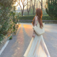 Atmosphere wear white lace sleeveless vest dress beautiful temperament waist A-line long skirt R0421