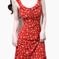 2025 Summer New Red Floral French Style Small Flying Sleeve Seaside Holiday Dress R0929