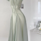 French holiday dress temperament waist big swing gradient mint green romantic dress R2110