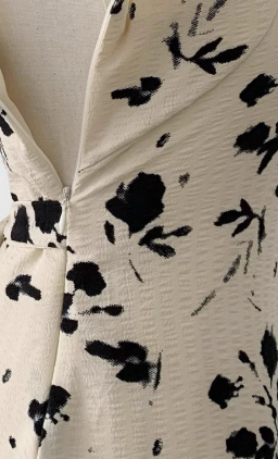 Ink painting print dress new style temperament U-neck floral long skirt R0032