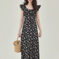 Small flying sleeves tall dress 2025 new temperament floral long dress R2384