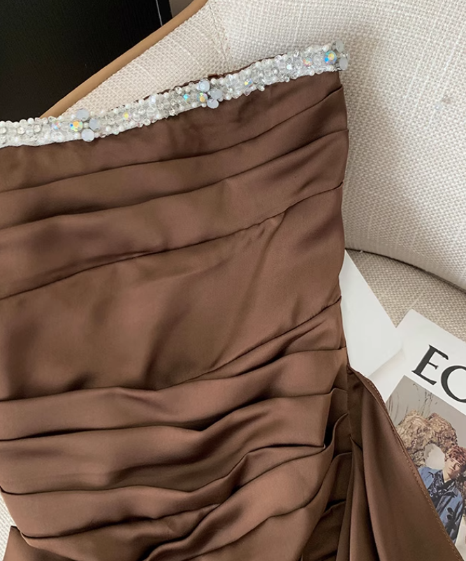 Temperament sexy tube top dress for women new style waist slimming diamond short skirt R3956