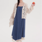 Denim suspender dress with cardigan two-piece suit new style beautiful western-style suit R2358
