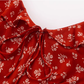 2025 Summer New Red Floral Tea Break Ruffled V-Neck French Waist Dress R0918