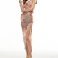 Pure desire style off-shoulder printed dress 2025 slim fit hip-wrapped slit holiday dress R1420