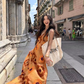Island travel outfit holiday print dress bohemian beach dress R1562