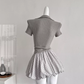 Ballet style French dress 2025 new knitted patchwork short skirt puffy skirt R2050