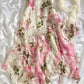 Pink printed suspenders waist slim fit sexy irregular skirt dress homecoming dress R2628