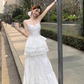 Fairy temperament unique beautiful white sling dress skirt two-piece suit R1730