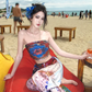 Holiday style retro print tube top vest irregular hip skirt two-piece set R0894