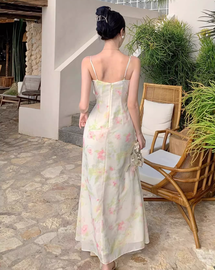 Beautiful skirt for taking photos at the beach, French style floral suspender dress, holiday beach skirt R1598