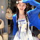 Women's summer French retro slim fit dress with waist suspenders R4698