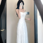 Gentle white moonlight jacquard sling dress beautiful temperament waist a-line long skirt 2025 new R0461