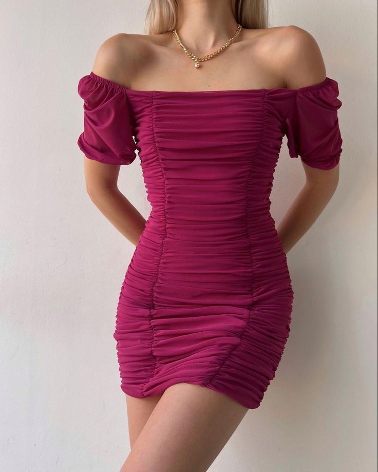Purple pleated one-shoulder waist slimming hip skirt homecoming dress R3835