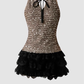 Pure desire hot girl sequined vest 2025 large size thousand gold lace cake skirt suit R1234
