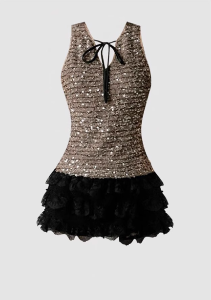Pure desire hot girl sequined vest 2025 large size thousand gold lace cake skirt suit R1234