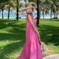 French lace hollow rose red sleeveless halter neck temperament long dress holiday style dress R0198