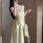 Gentle temperament irregular suspender top skirt two-piece suit for women R0534