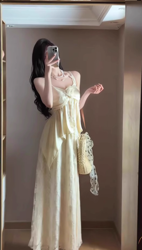 Gentle temperament irregular suspender top skirt two-piece suit for women R0534