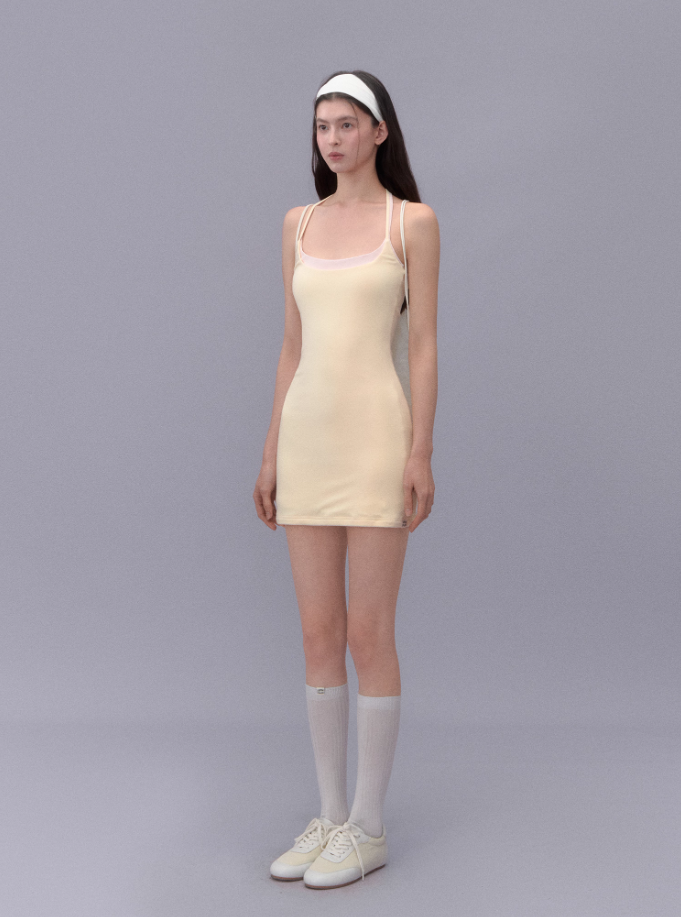 Hot girl solid color slim halter neck suspender dress summer hip-wrapped slim sexy short skirt R3329