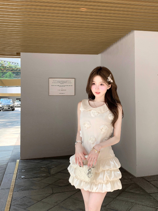 Qianjinfeng dress three-dimensional flower vest cake bud skirt female summer R3910