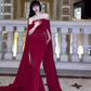Travel photo skirt red dress desert travel outfit black ribbon evening dress long skirt R1566