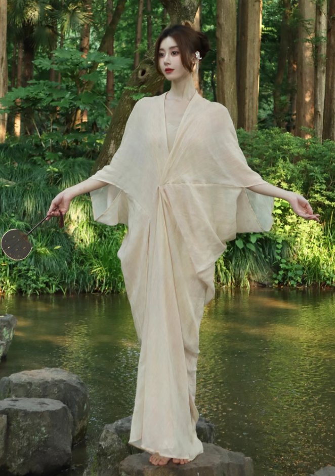 New Chinese style ancient town travel outfit ramie backless dress design photo skirt R1629