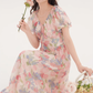 Tea break French beautiful dress 2025 new floral dress waist temperament long dress R2388