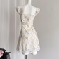 Hot love floral dress new style waist lace square neck short skirt R2033