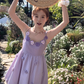 Purple mid-length waist suspender dress French style slim skirt R4989