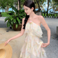 French style holiday sweet halter neck dress super fairy slim beach dress short style R1625