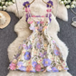 French mesh three-dimensional flower embroidery perspective waist dress suspenders dress short skirt R0323