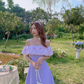 New summer skirt purple temperament one-shoulder French waist sweet suspender dress for women R4119