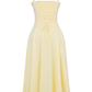 2025 Summer New Yellow Slit Sexy Waist Drawstring Holiday Suspender Dress R0938