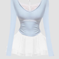 Pure desire style lace pleated waist top 2025 sweet and spicy puffy skirt suit R1381