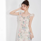 Niche design dress new summer French temperament waist slim sleeveless printed skirt R4297