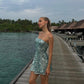 Green tube top sequined waist slim fit short skirt homecoming dress R3608