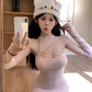 Pure desire hot girl sleeveless halter neck knitted dress 2025 hollow hip bottoming skirt R1023