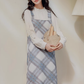 French sweet suspender plaid dress 2025 new popular beautiful suit skirt R2385