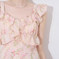 French dress new summer design niche temperament high-end pink floral waist skirt R4217